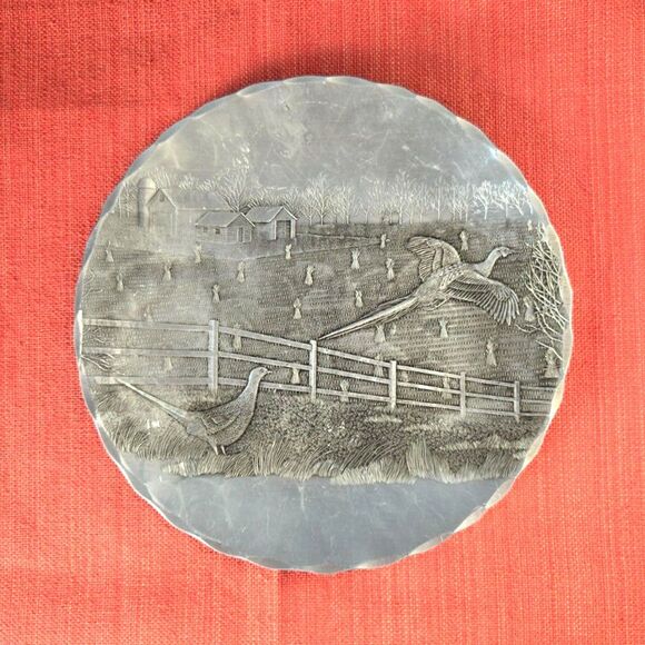 Vintage Hand-Hammered Metal Decor Plate by Wendell August Forge 8" - Picture 1 of 4